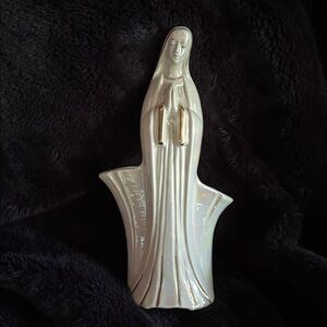 Elegant Cream Ceramic Figural Mother Mary Madonna Planter by Holley Ross